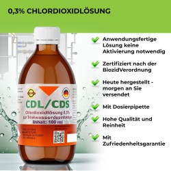CDL 0.3% CDS 1000 ml Pharmaqualität aktivierte Lösung mit Pipette in HDPE Flasche